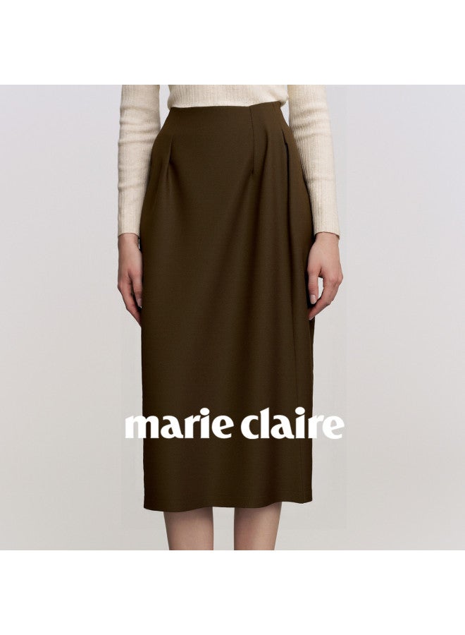 Marie Claire Women's Skirt, Light Luxury High-end A-line Skirt, 2025 Autumn New Casual High-waist Slimming Midi Skirt - Image 5