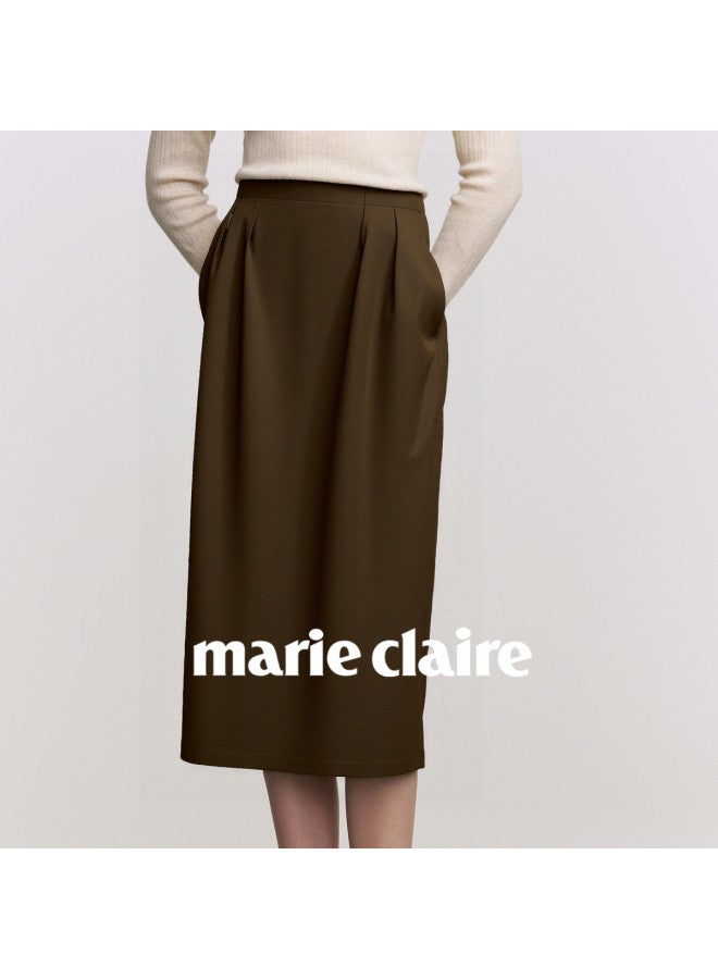 Marie Claire Women's Skirt, Light Luxury High-end A-line Skirt, 2025 Autumn New Casual High-waist Slimming Midi Skirt - Image 2