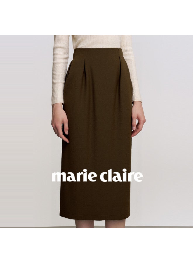 Marie Claire Women's Skirt, Light Luxury High-end A-line Skirt, 2025 Autumn New Casual High-waist Slimming Midi Skirt - Image 4