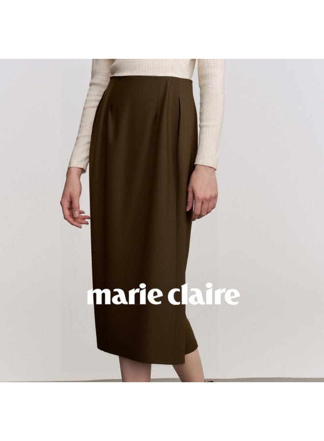 Marie Claire Women's Skirt, Light Luxury High-end A-line Skirt, 2025 Autumn New Casual High-waist Slimming Midi Skirt - Image 3