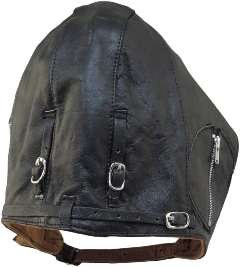 Unik Aviator Black Leather Motorcycle Cap Vintage WWII Hat Large - Image 5