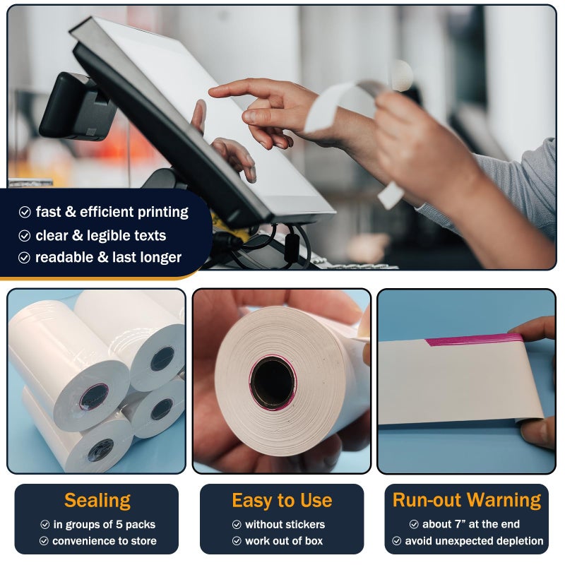 Bigger (50 Rolls) 2 1/4 x 50 Thermal Paper Rolls, BPA Free Thermal Receipt Paper Rolls, 2.25 inch Width and 50 ft Longth Per Thermal Paper Receipt Roll - Image 3