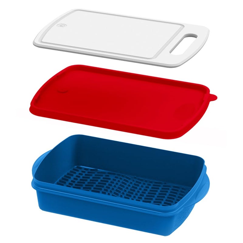 Mr. Bar-B-Q Mr BarBQ  Prep and Slice Tray Set Includes Builtin Cutting Board  Marinade Container 