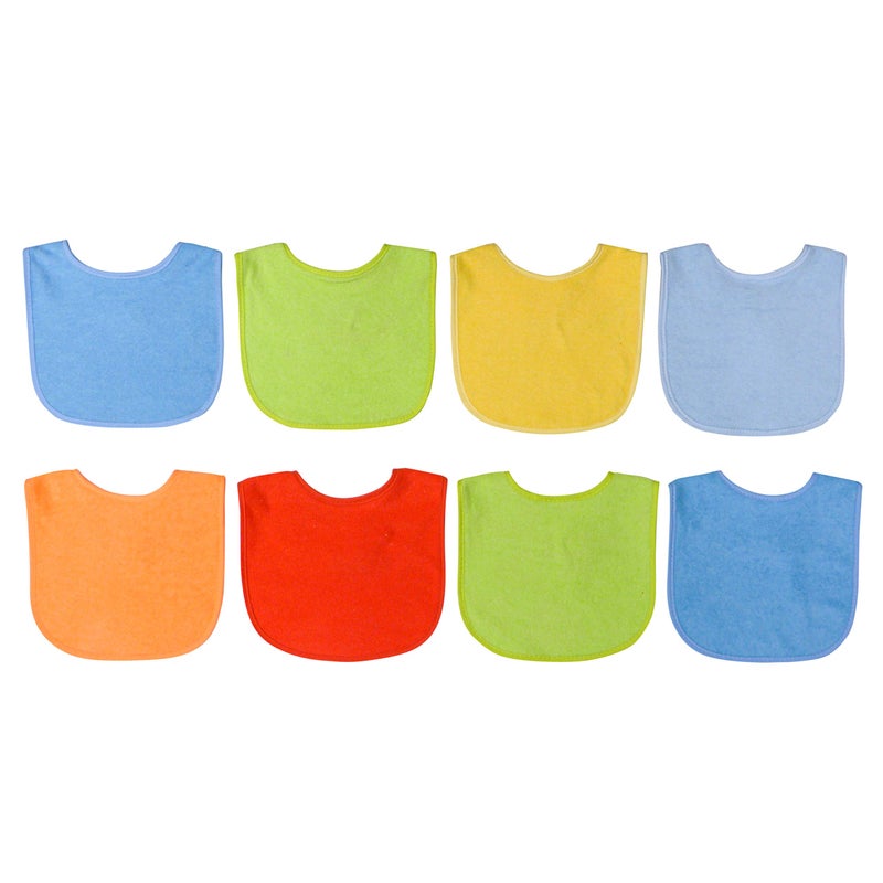 Neat Solutions 8 Count Multi-Color Solid Knit Terry Feeder Bib, Boy - Image 1