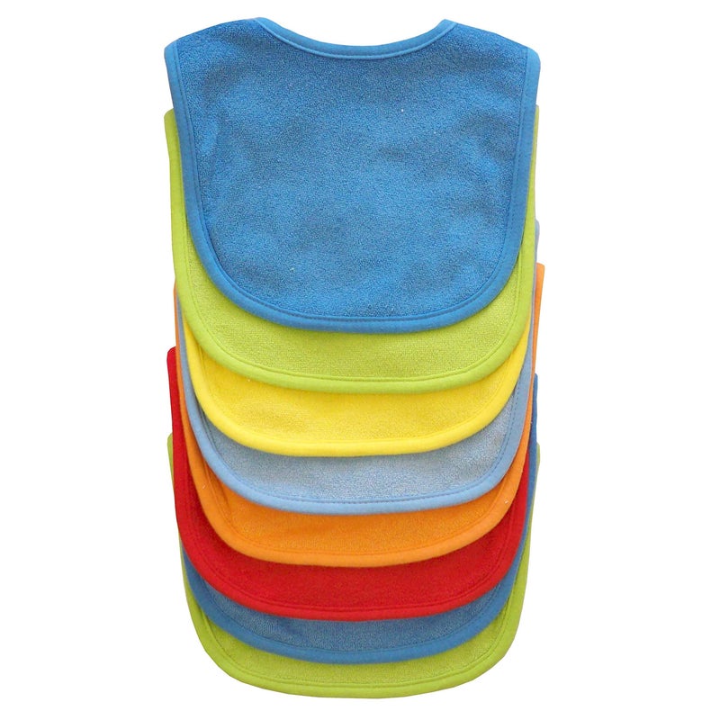 Neat Solutions 8 Count Multi-Color Solid Knit Terry Feeder Bib, Boy - Image 3