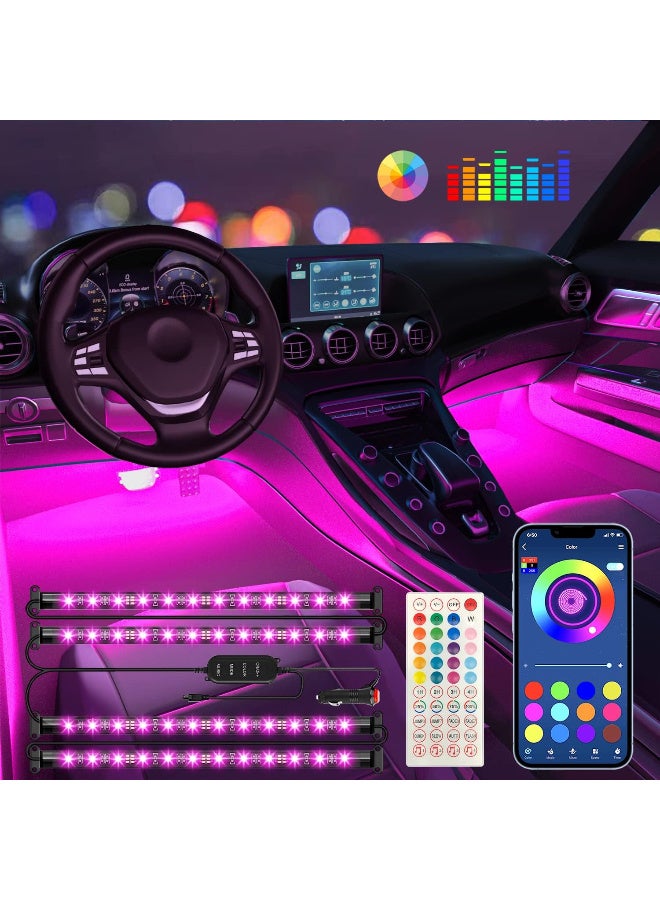Generic RGB Car Interior LED Lights | App-Controlled, Music Sync, 12V Charger with Footwell Lighting for Car Decoration  - Image 1