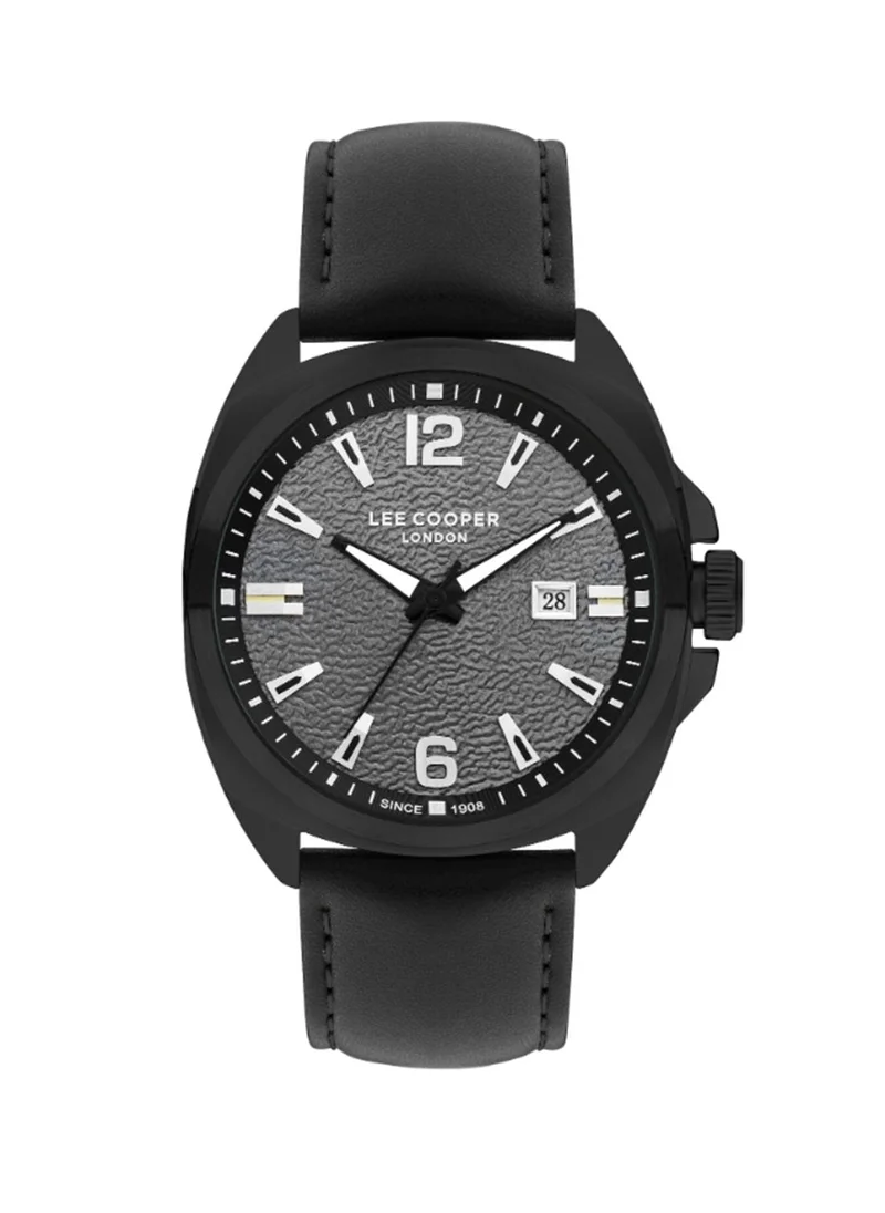 لي كوبر Lee Cooper Men's 2315-20p Movement Watch, Analog Display and Leather Strap - LC07858.651, Black