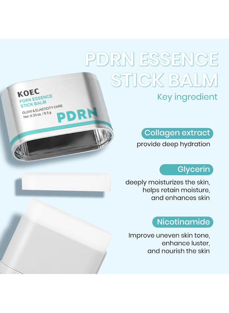 KOEC PDRN Essence Stick Balm, PDRN Collagen Multi Wrinkle Stick, All-in-One Eye & Neck Treatment, Glow Makeup Base & Face Treatment Balm, Plumping, Fine Lines (0.33 oz.) - Image 2