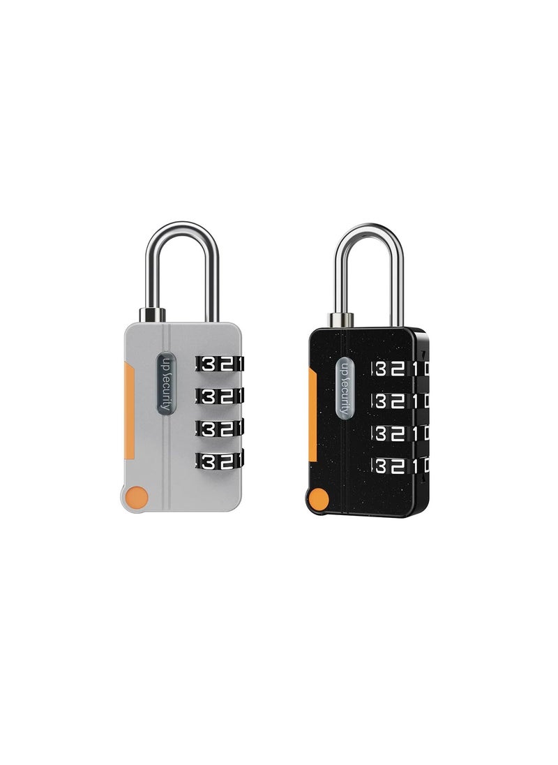 RATSAW 2 Pcs Luggage Password Padlock Resettable Gym Locks Combination Padlock Multipurpose Security Lock for School Gate Backpacks Cabinets Black Grey  - Image 1