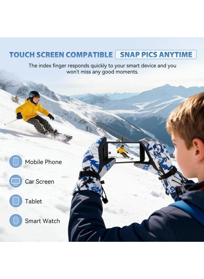 American Trends Kids Winter Gloves Waterproof with Zip Pocket Snow Ski Gloves Boys Girls Toddler Windproof 02 Blue Large - Image 5