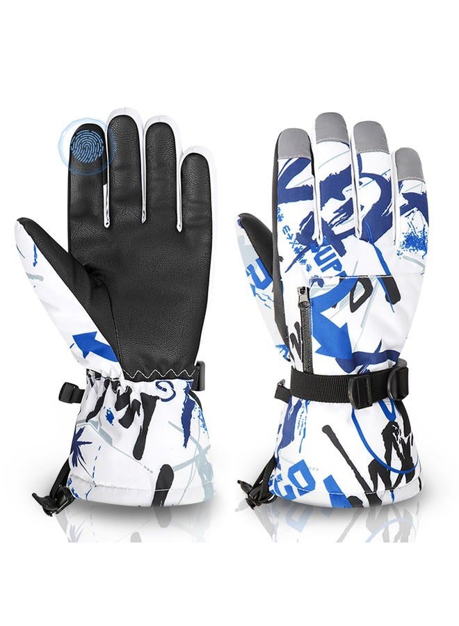 American Trends Kids Winter Gloves Waterproof with Zip Pocket Snow Ski Gloves Boys Girls Toddler Windproof 02 Blue Large - Image 1