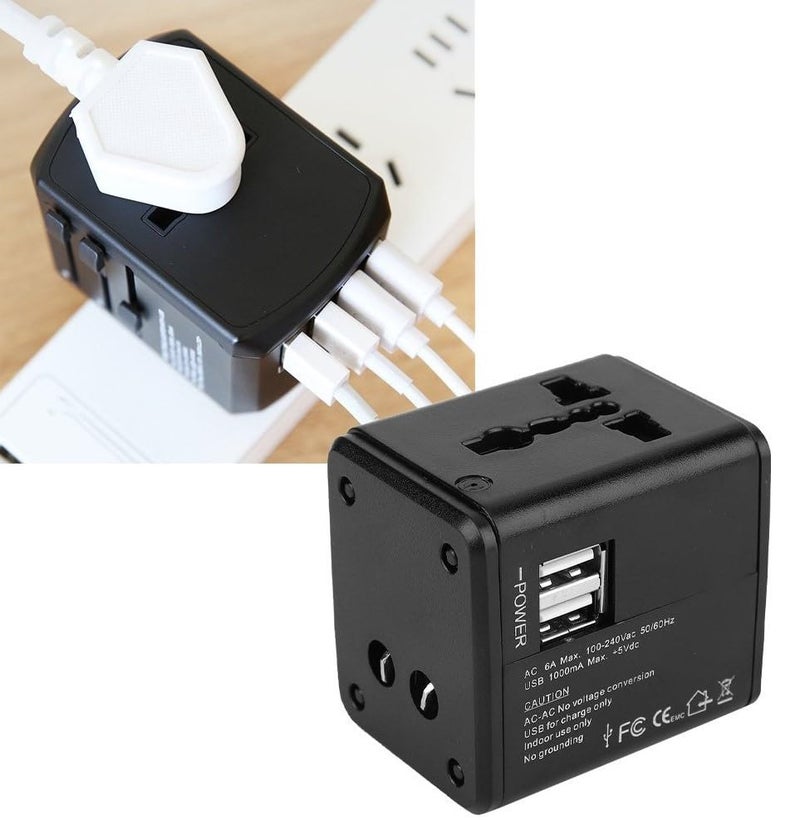 SUNDRY EcoPlus Universal Travel Adapter with 2 USB Ports 3 in 1 Universal Charger International Travel Adapter for Cell Phones Tablets Camera for Travelers to US Europe UK More - Image 3