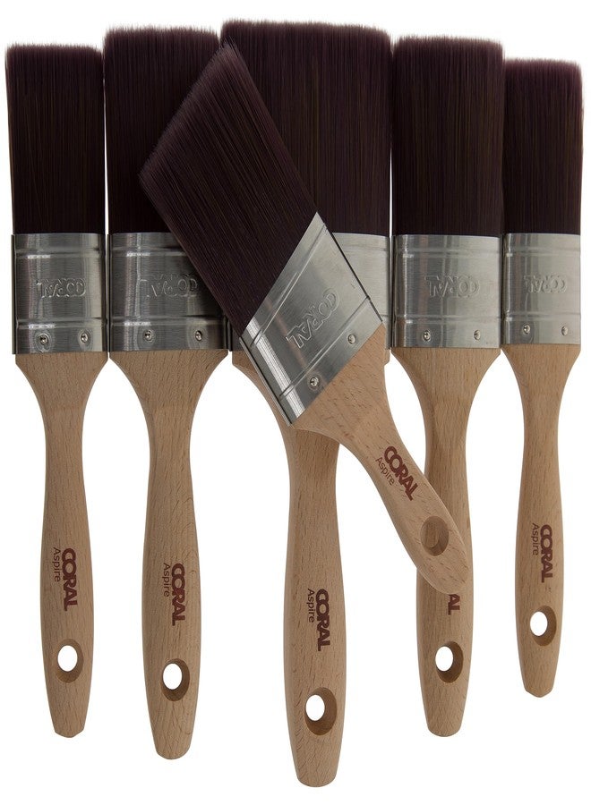 كورال مجموعة فرش طلاء كورال أسباير، 6 قطع - قطع بيضاوية مستقيمة احترافية للجدران - لمسة نهائية فائقة النعومة - طلاء لامع تجاري - تتضمن فرشتين قصيرتين بزاوية 1.5 بوصة، و2 بوصة، و3 بوصة، و2 بوصة - Image 5