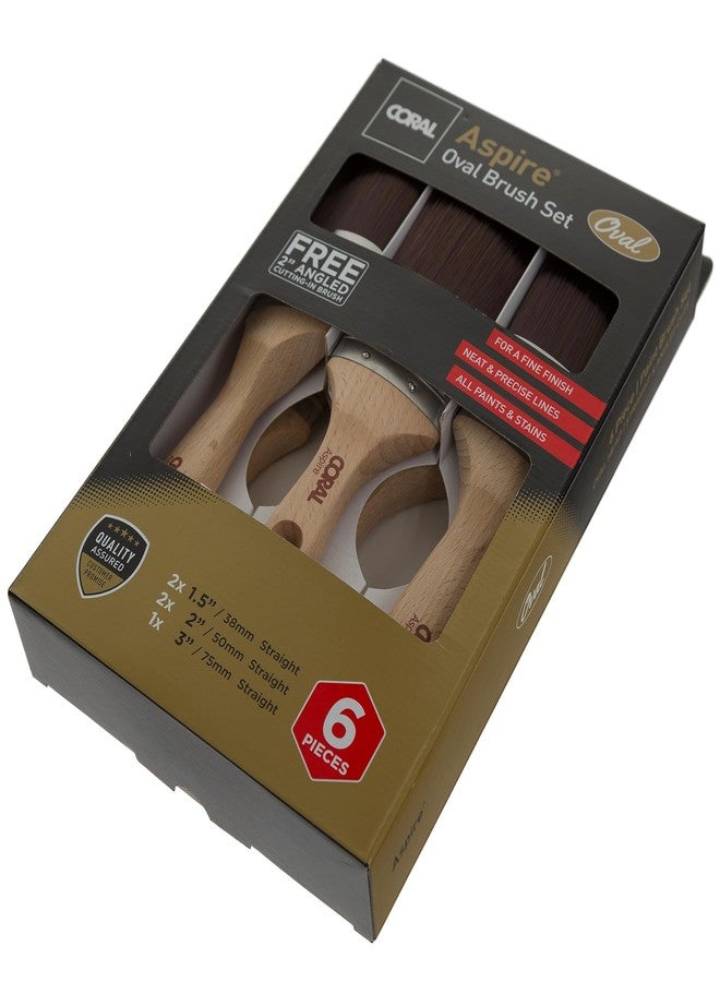 كورال مجموعة فرش طلاء كورال أسباير، 6 قطع - قطع بيضاوية مستقيمة احترافية للجدران - لمسة نهائية فائقة النعومة - طلاء لامع تجاري - تتضمن فرشتين قصيرتين بزاوية 1.5 بوصة، و2 بوصة، و3 بوصة، و2 بوصة - Image 4