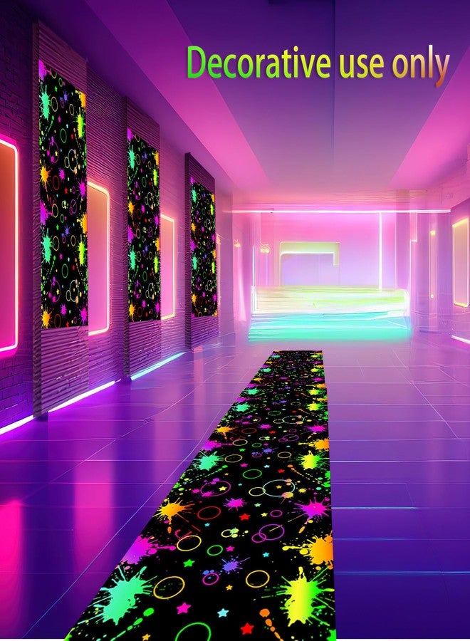 Haull 236 x 39 Inch Neon Light up Dance Floor Glow in The Dark Floor Runner Neon Party Decorations UV Blacklight Reactive Fluorescent Wall Props for Glow Disco Party Favors(Mixed) - Image 4
