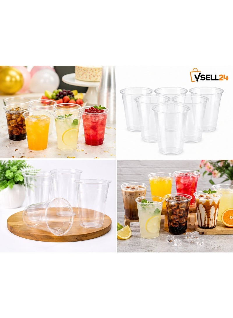 vsell24 Clear Disposable Plastic Cups – Ideal for Iced Coffee, Smoothies, Bubble Tea, Milkshakes, Juices & Desserts(500cc) - Image 4