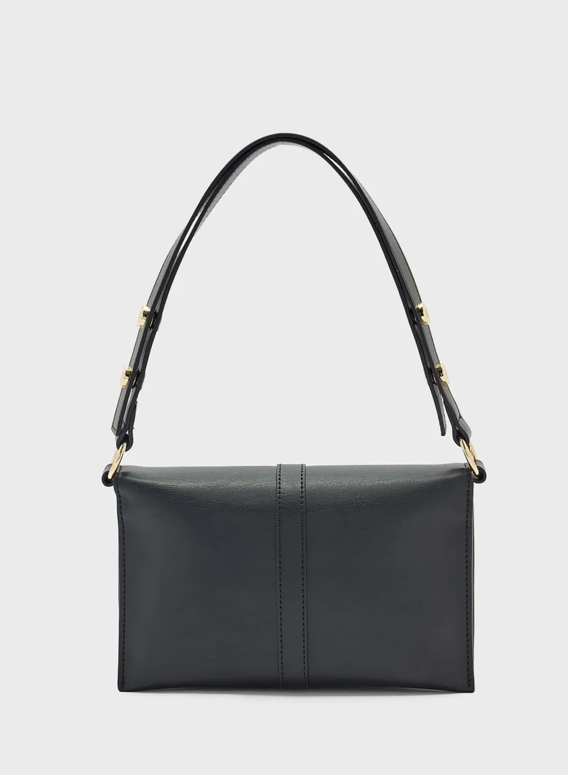تومي هيلفيغر Logo Detail Top Handle Flap Over Crossbody