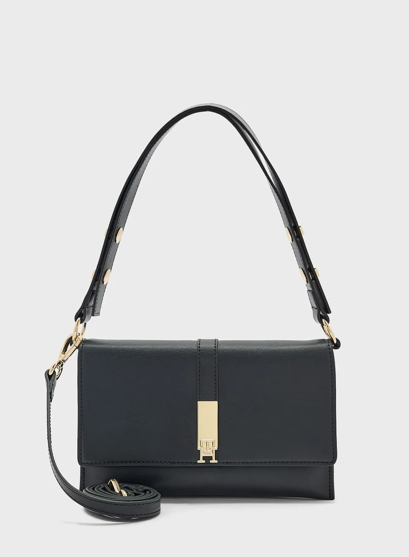 تومي هيلفيغر Logo Detail Top Handle Flap Over Crossbody