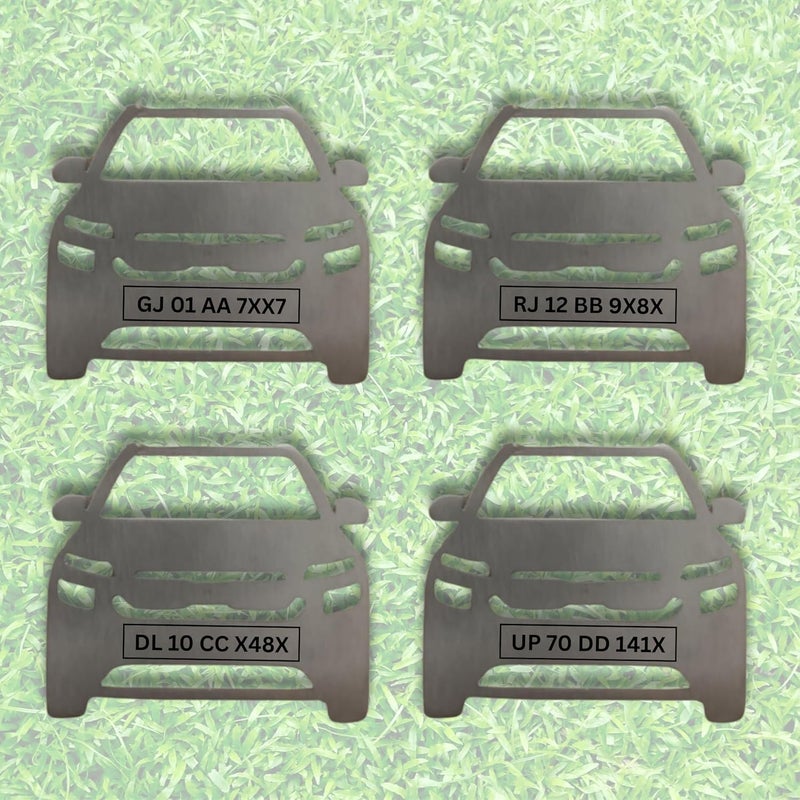 Custom Personalized Car Shape Keychain, Stainless Steel, Number Plate Engraving, Matt Black, Double-Sided - Image 5