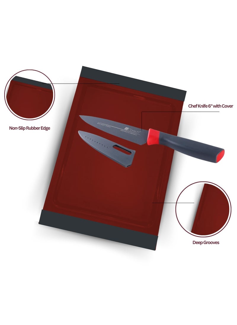 Dorsch - Danish Design Non-Slip Polypropylene Cutting Board with 6" High-Precision Chef Knife - Stain-Proof, Odor-Resistant, Silicone Edges, Juice Well, Anti-Bacterial Surface, BPA-Free, Eco-Friendly - Image 1