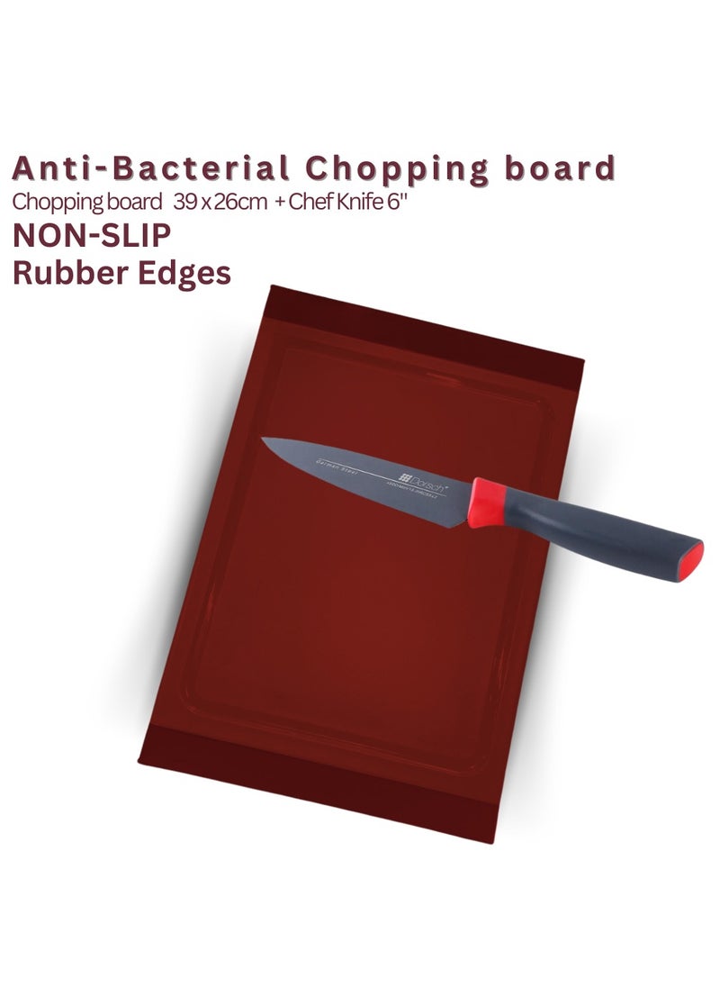 Dorsch - Danish Design Non-Slip Polypropylene Cutting Board with 6" High-Precision Chef Knife - Stain-Proof, Odor-Resistant, Silicone Edges, Juice Well, Anti-Bacterial Surface, BPA-Free, Eco-Friendly - Image 1