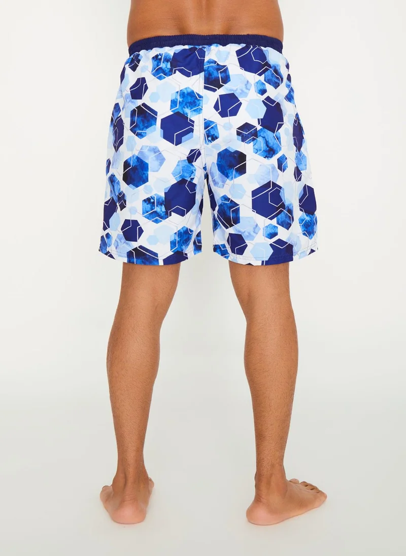 كويجا صن وير COEGA Mens Boardshorts - Navy Watercolour Hexagons