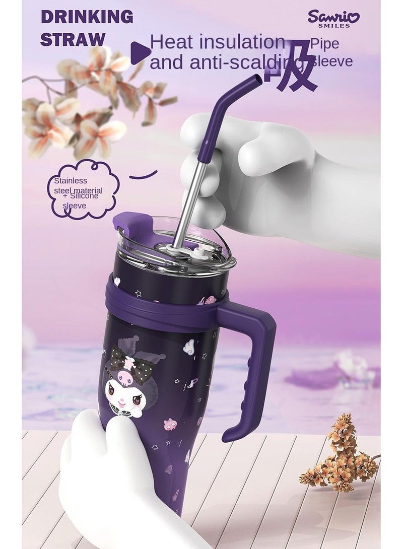 Y&D كوب كروومي القابل لإعادة الاستخدام بتقنية تفريغ الهواء، كوب سعة 40 أونصة، كوب فراغي كبير بسعة مع ش straw، للحفاظ على الحرارة خلال القيادة والحفاظ على البرودة، كوب كبير للثلج، شاي مثلج أو قهوة، سموذي والمزيد، كريمة، 40 أونصة - Image 2