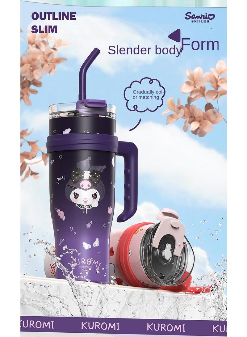 Y&D كوب كروومي القابل لإعادة الاستخدام بتقنية تفريغ الهواء، كوب سعة 40 أونصة، كوب فراغي كبير بسعة مع ش straw، للحفاظ على الحرارة خلال القيادة والحفاظ على البرودة، كوب كبير للثلج، شاي مثلج أو قهوة، سموذي والمزيد، كريمة، 40 أونصة - Image 4