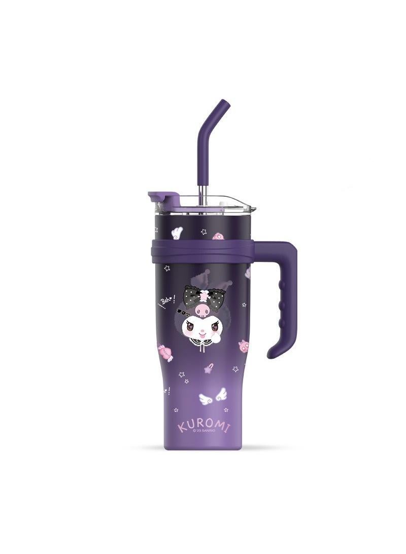 Y&D كوب كروومي القابل لإعادة الاستخدام بتقنية تفريغ الهواء، كوب سعة 40 أونصة، كوب فراغي كبير بسعة مع ش straw، للحفاظ على الحرارة خلال القيادة والحفاظ على البرودة، كوب كبير للثلج، شاي مثلج أو قهوة، سموذي والمزيد، كريمة، 40 أونصة - Image 1