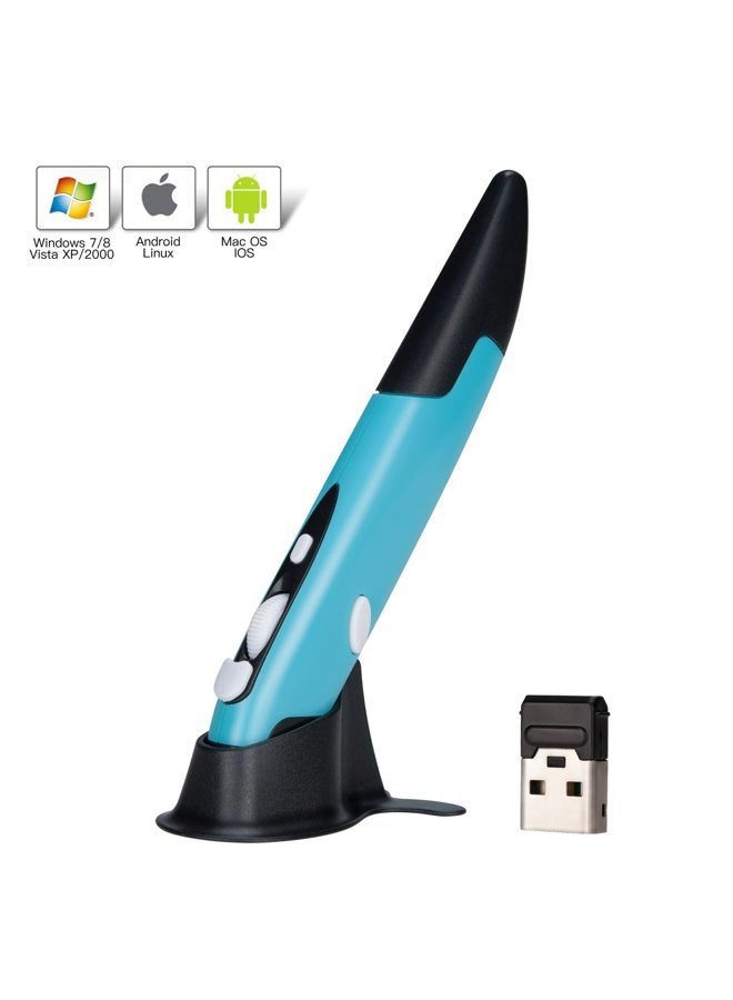lychee Wireless Optical Pocket Pen Mouse, 2.4GHZ USB Wireless Optical Pen Mouse 800/1200/1600 DPI Adjustable Handwriting Mini Mice for PC Laptop Notebook Computer Mac (Blue) - Image 5