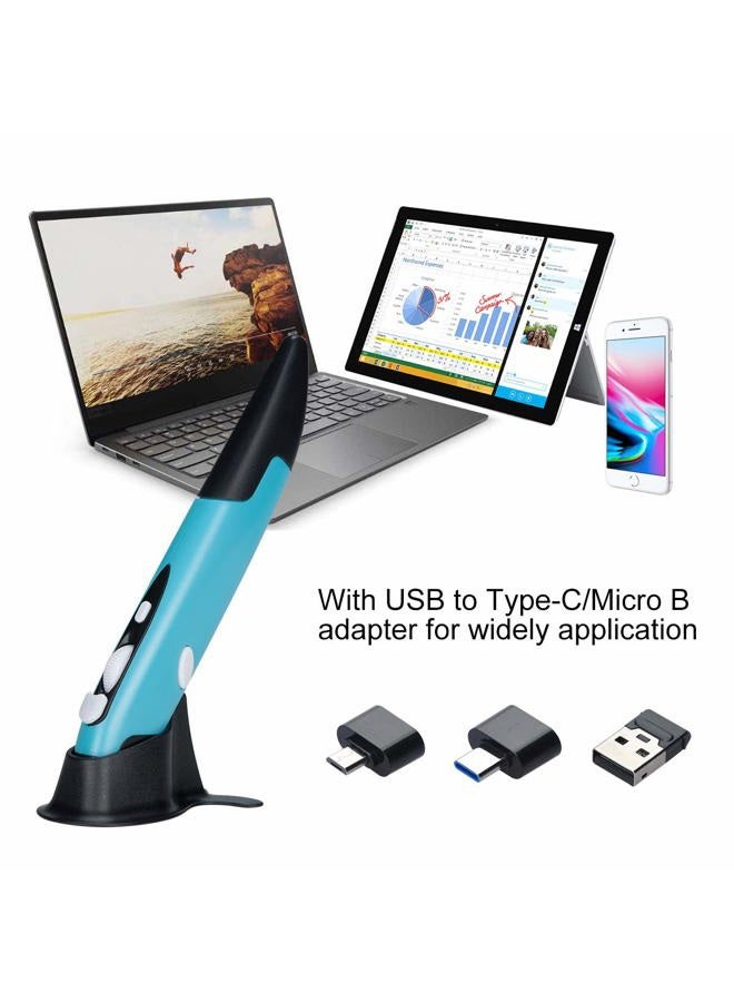 lychee Wireless Optical Pocket Pen Mouse, 2.4GHZ USB Wireless Optical Pen Mouse 800/1200/1600 DPI Adjustable Handwriting Mini Mice for PC Laptop Notebook Computer Mac (Blue) - Image 2