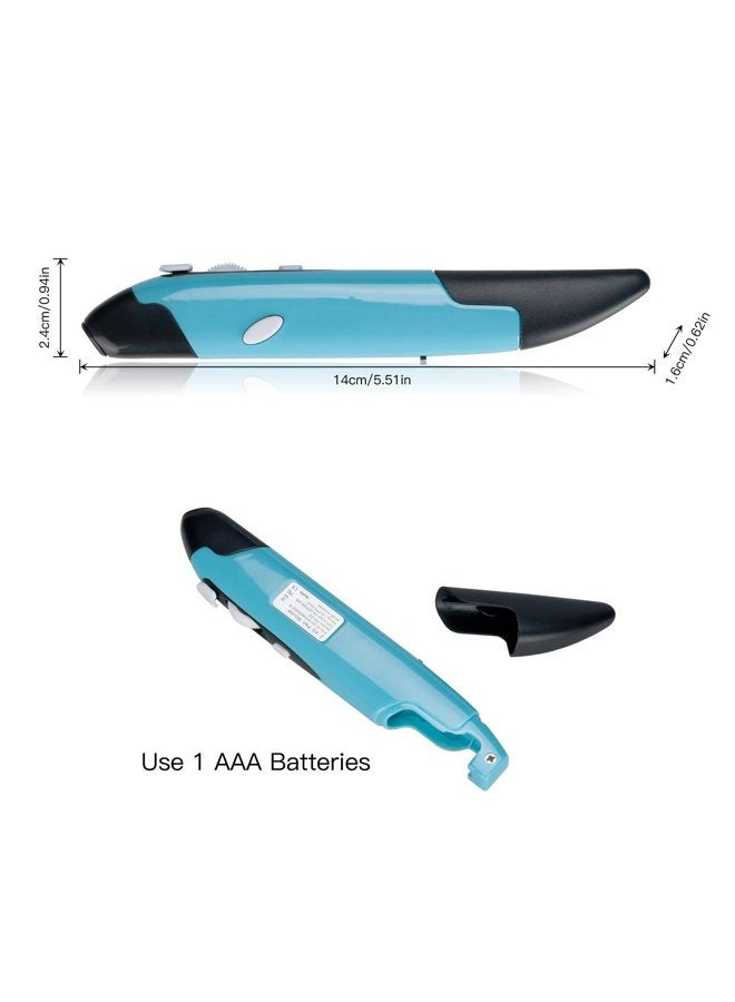 lychee Wireless Optical Pocket Pen Mouse, 2.4GHZ USB Wireless Optical Pen Mouse 800/1200/1600 DPI Adjustable Handwriting Mini Mice for PC Laptop Notebook Computer Mac (Blue) - Image 4