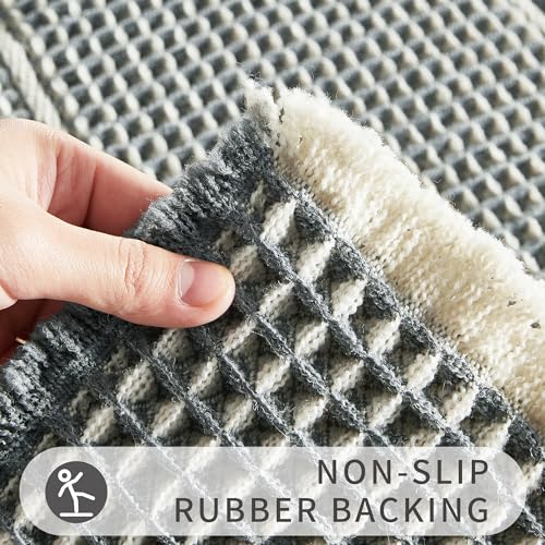 BULULOM Bathroom Floor Mat,Boho Bathoom Mat,Super Absorbent Bath Rug,Bathroom Rugs Non Slip Washable, Quick Dry Shower Mats, Ultra Soft Bath Mat Towel,Bluish Grey & Yellow,17"*24" - Image 5