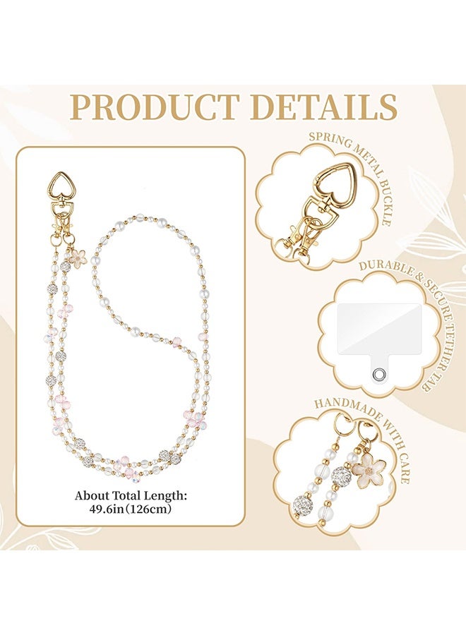 جي دي حبل تعليق هاتف كريستالي عالمي مزين بالخرز، وحزام كتف مضاد للسرقة مع مشبك تثبيت، وحامل هاتف للرقبة للنساء، متوافق مع هواتف آيفون 16/15 وسامسونج وجوجل ومعظم الهواتف الذكية. - Image 2