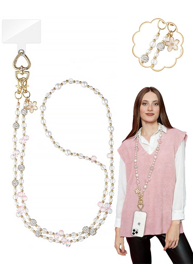 جي دي حبل تعليق هاتف كريستالي عالمي مزين بالخرز، وحزام كتف مضاد للسرقة مع مشبك تثبيت، وحامل هاتف للرقبة للنساء، متوافق مع هواتف آيفون 16/15 وسامسونج وجوجل ومعظم الهواتف الذكية. - Image 1