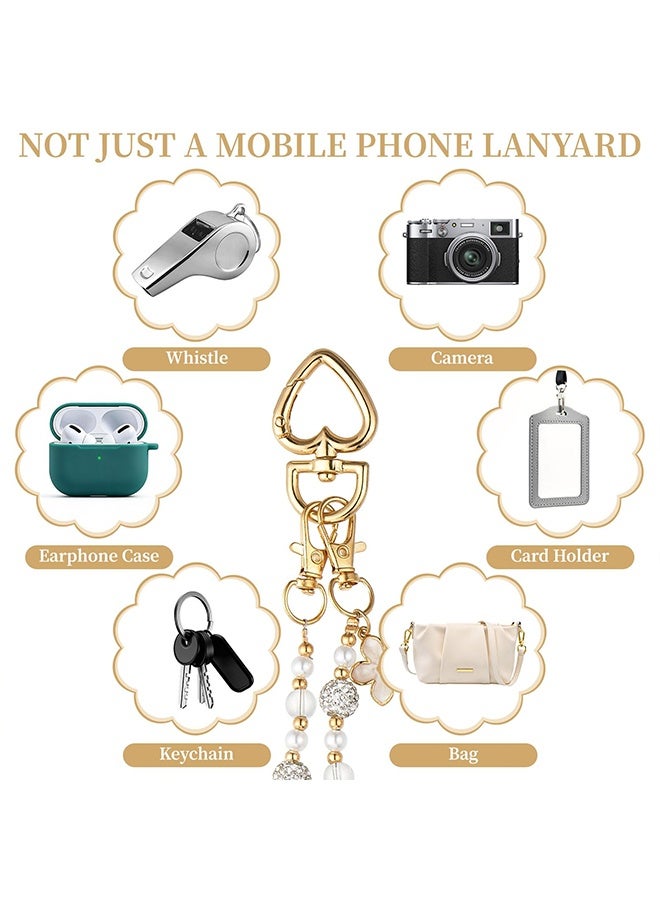 جي دي حبل تعليق هاتف كريستالي عالمي مزين بالخرز، وحزام كتف مضاد للسرقة مع مشبك تثبيت، وحامل هاتف للرقبة للنساء، متوافق مع هواتف آيفون 16/15 وسامسونج وجوجل ومعظم الهواتف الذكية. - Image 3