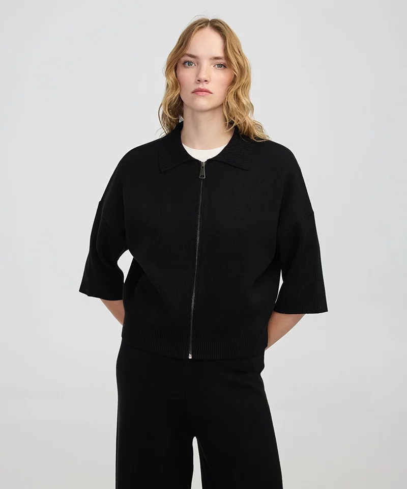 ابيكول Zip-Up Knit Top