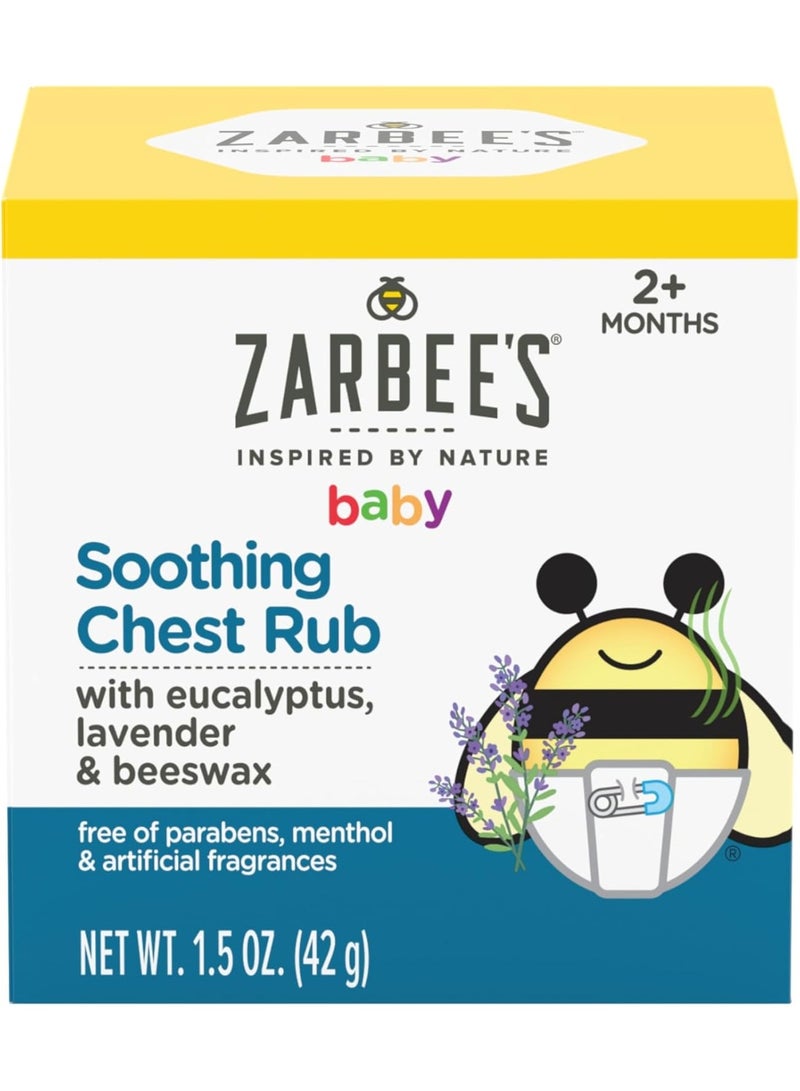 Zarbee's Baby Soothing Chest Rub with Eucalyptus & Lavender, Petroleum-Free Safe and Effective Formula, 1.5 Ounce - Image 1