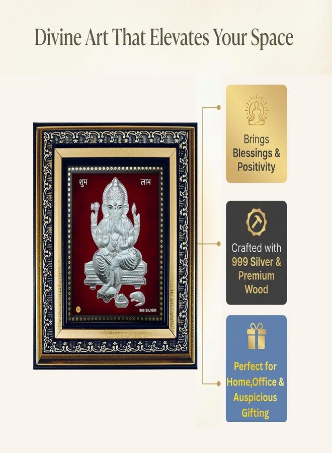 ARTSMINE 999 Silver Ganesha Frame – Pure Silver Ganpati Artwork with Purity Certificate | Premium Pooja Room & Home Office Décor | Ideal for Wedding, Housewarming & Corporate Gifting – 1 Unit (22 × 20 CM / 8.5 × 8 Inch) - Image 1