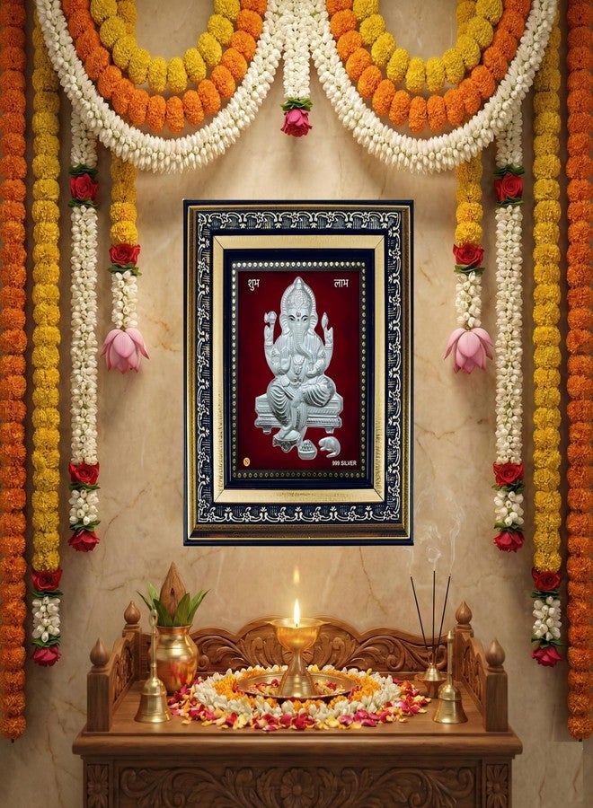 ARTSMINE 999 Silver Ganesha Frame – Pure Silver Ganpati Artwork with Purity Certificate | Premium Pooja Room & Home Office Décor | Ideal for Wedding, Housewarming & Corporate Gifting – 1 Unit (22 × 20 CM / 8.5 × 8 Inch) - Image 3