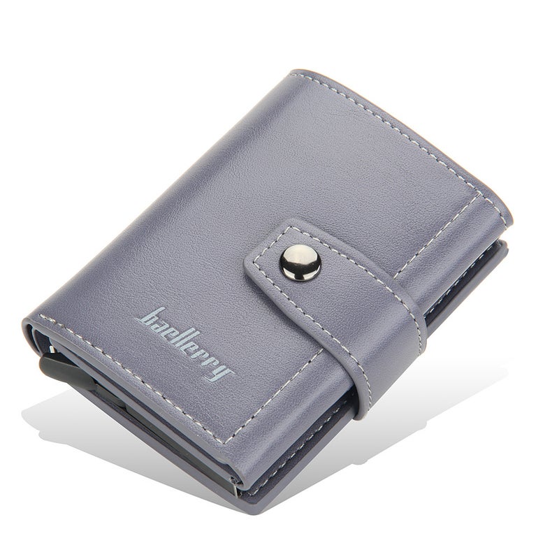baellerry Men's Card Holder with Anti-Magnetic Aluminum Case, Premium Multifunctional Design in Gray - Image 1