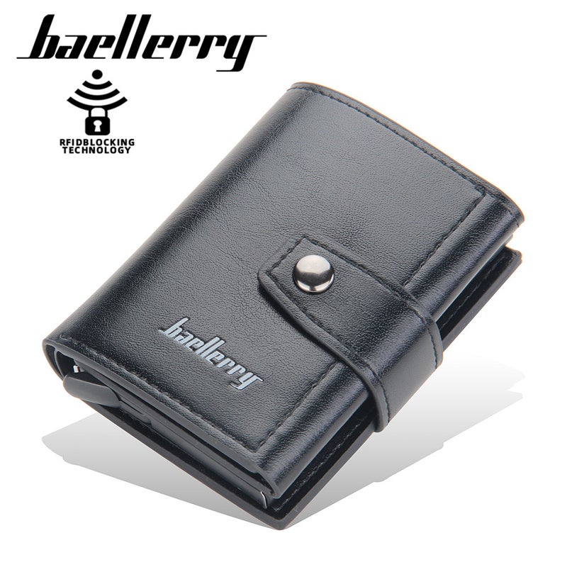baellerry Men's Card Holder with Anti-Magnetic Aluminum Case, Premium Multifunctional Design in Gray - Image 2