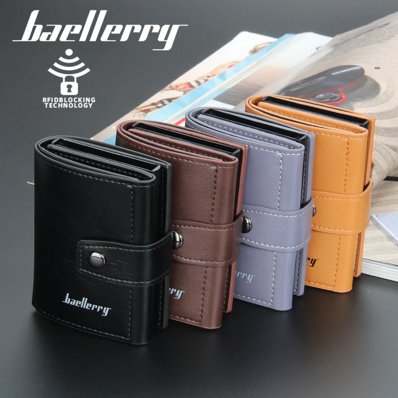 baellerry Men's Card Holder with Anti-Magnetic Aluminum Case, Premium Multifunctional Design in Gray - Image 5