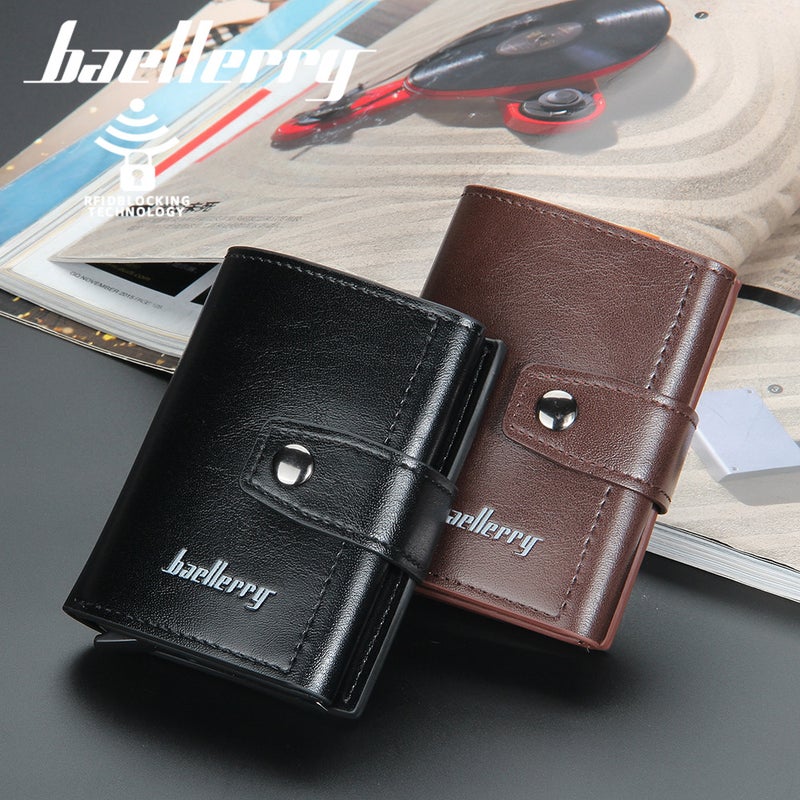 baellerry Men's Card Holder with Anti-Magnetic Aluminum Case, Premium Multifunctional Design in Gray - Image 4
