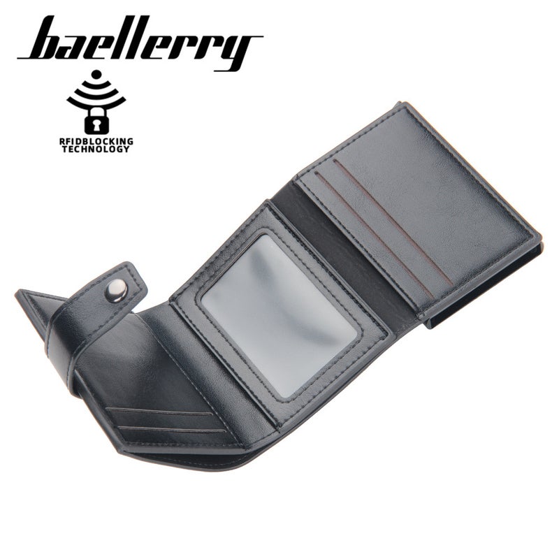 baellerry Men's Card Holder with Anti-Magnetic Aluminum Case, Premium Multifunctional Design in Gray - Image 3