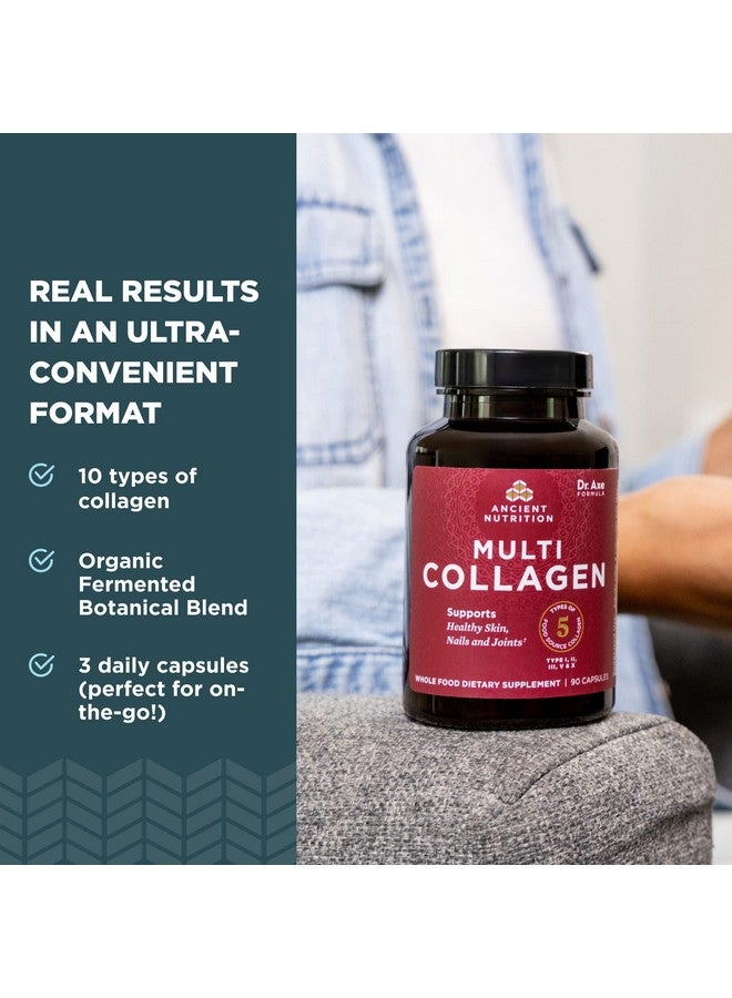 آينشنت نيوترشن حبوب ببتيدات الكولاجين من شركة Ancient Nutrition، مكمل غذائي متعدد الكولاجين المحلل، الأنواع I وII وII وV وX، يدعم صحة البشرة والأظافر وصحة الأمعاء والمفاصل، 90 كبسولة - Image 3