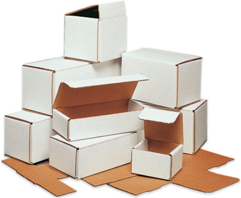 Secure Seal Shipping Boxes - 4x2x2" Mailers - White Foldable Corrugated Cardboard Packaging for Mailing, Moving, Storage, and Organizing - Strong Lightweight Foldable (Bulk 50 Pack) - Image 3