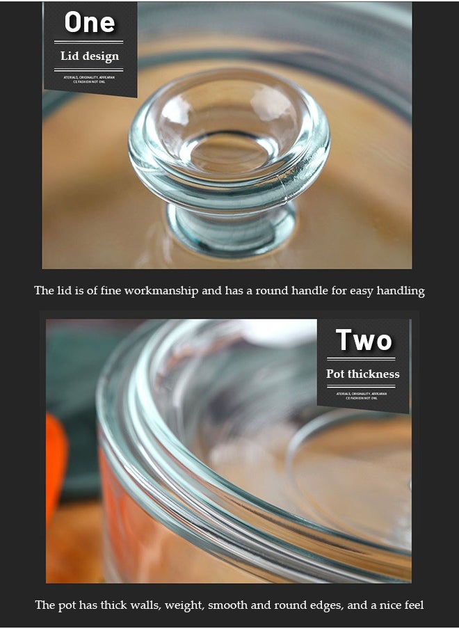 DUNISO Clear Glass Bowl with Lid 1000mL Heat-resistant Thick Borosilicate Glass Pot with lid Microwave Cookware with Cover & Handle - Safe for Pasta Noodle, Soup, Milk  - Image 3