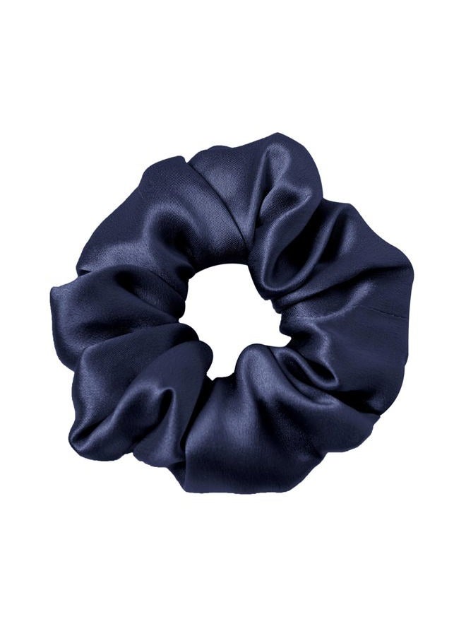 LILYSILK Silk Hair Scrunchies for Frizz & Breakage Prevention 100% Mulberry Silk Hair Ties No Damage Elastic Silk Ponytail Holders, 1Pc, Navy Blue - Image 1
