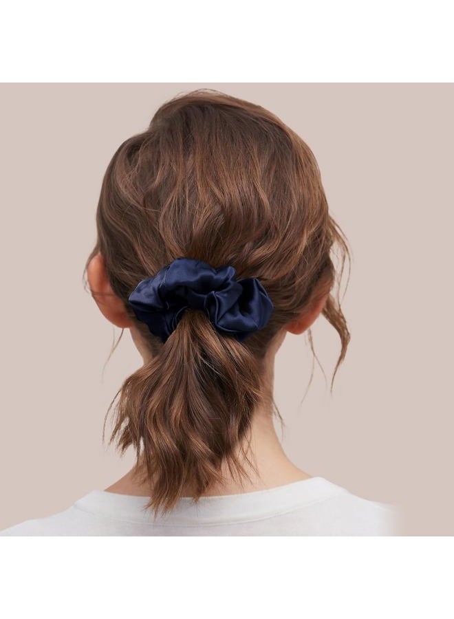 LILYSILK Silk Hair Scrunchies for Frizz & Breakage Prevention 100% Mulberry Silk Hair Ties No Damage Elastic Silk Ponytail Holders, 1Pc, Navy Blue - Image 3